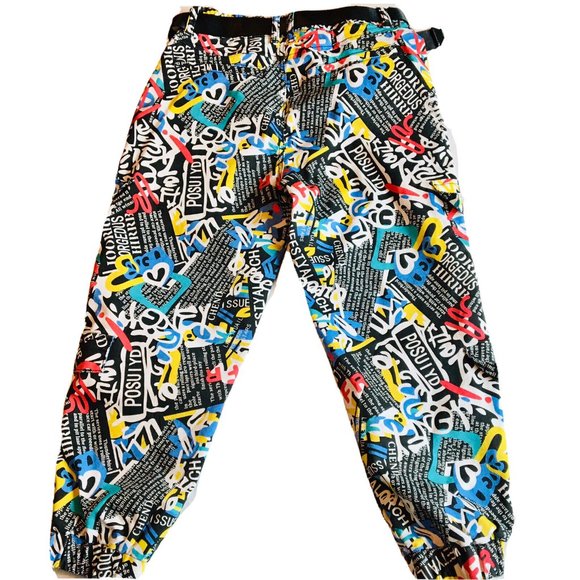 VIP‎ Jeans Urban Graffiti Jogger Style Ankle Faux Cargo Pants Size 7/8 Juniors - Picture 2 of 12
